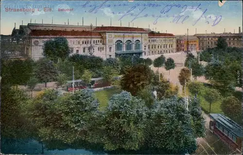 CPA Straßburg Strasbourg Bahnhof 1916