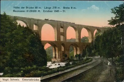 Ansichtskarte Jocketa-Pöhl Elstertalbrücke 1917