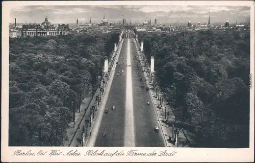 Ansichtskarte Berlin Ost-West-Achse - Blick auf die Türme der Stadt 1932