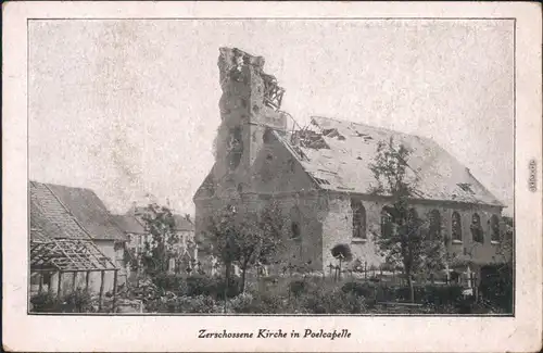 Poelkapelle-Langemarck Ansichten Erster Weltkrieg - Zerschossene Kirche 1917
