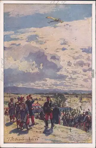 Ansichtskarte  Beschießung einer deutschen Taube Militaris Wk1 1915