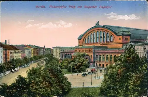 Ansichtskarte Kreuzberg-Berlin Askanischer Platz Anhalter Bahnhof 1915 