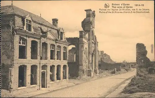 Ypern Ieper / Ypres Ansichten Erster Weltkrieg - Häuserruinen 1918