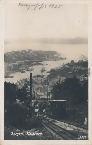 Ansichtskarte Bergen Bergen Floibanen/Straßenbahn 1925