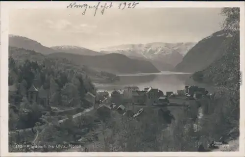 Ansichtskarte Ulvik Panorama mit Fjordpartie 1925