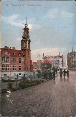 Ansichtskarte Amsterdam Amsterdam Straßenpartie Sophia plein, Kirche 1928