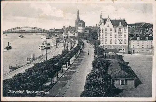 Ansichtskarte Düsseldorf Rheinpartie 1925