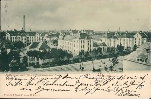Ansichtskarte Johannstadt-Dresden Stadtkrankenhaus - Terscheckstrasse 1905 
