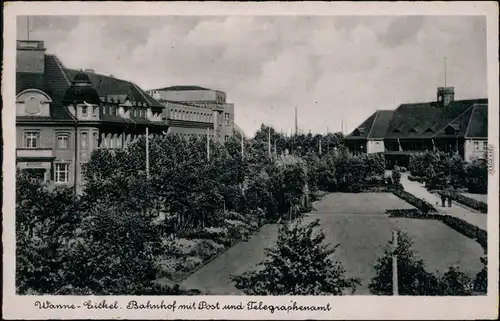 Ansichtskarte Wanne-Eickel-Herne Bahnhof, Post und Telegraphenamt 1934 