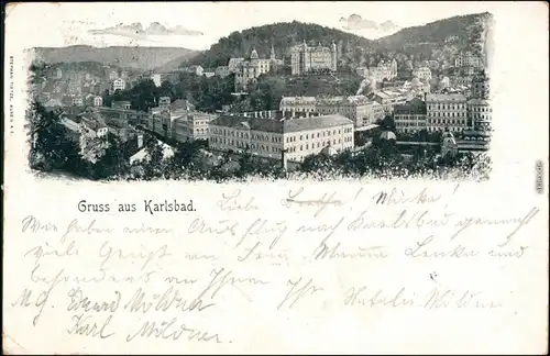 Ansichtskarte Karlsbad Karlovy Vary Blick auf die Stadt 1899 