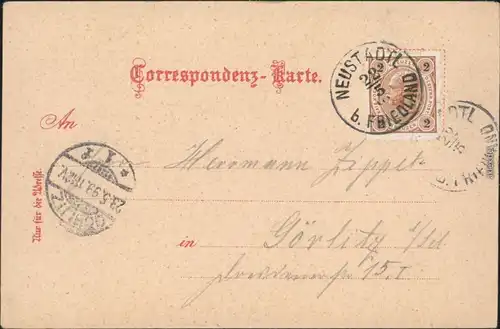 Neustadt an der Tafelfichte Nové Město pod Smrkem Litho AK: Gruss aus   1899