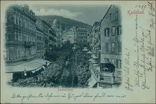 Ansichtskarte Karlsbad Karlovy Vary Partie in der Parkstrasse 1899 