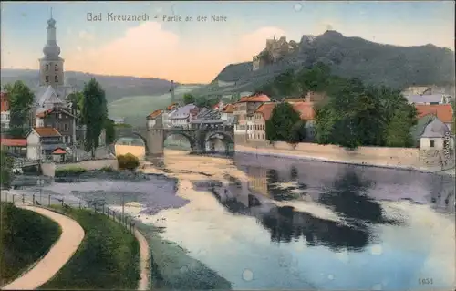 Ansichtskarte Bad Kreuznach Partie and der Nahe 1915