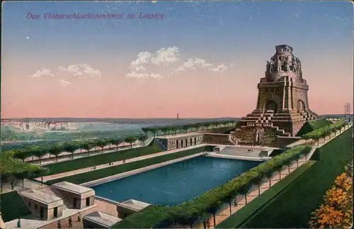 Leipzig Blick über das Völkerschlachtdenkmal auf die Stadt 1921 