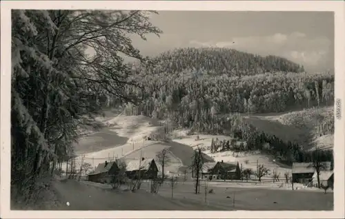 Waltersdorf-Großschönau (Sachsen) Blick auf den Ort mit Lausche/Luž 1960