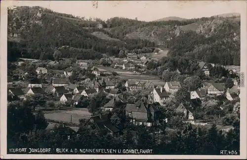 Ansichtskarte Jonsdorf Blick zum Nonnenfelsen und Gondelfahrt 1941