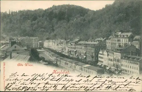 Ansichtskarte Karlsbad Karlovy Vary Straßenpartie - Alte Wiese 1899 
