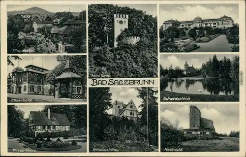 Bad Salzbrunn Szczawno-Zdrój Elisenhalle, Schles. Hof, Anna Turm, Hochwald 1938