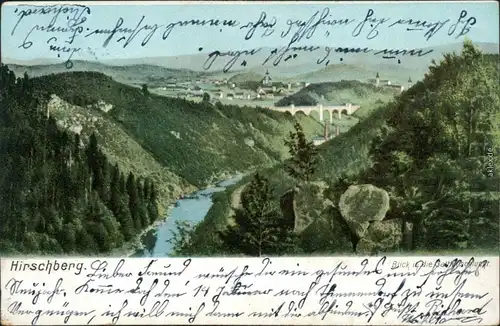 Hirschberg (Schlesien) Jelenia Góra Blick auf die Stadt, Tal u. Viadukt 1911 