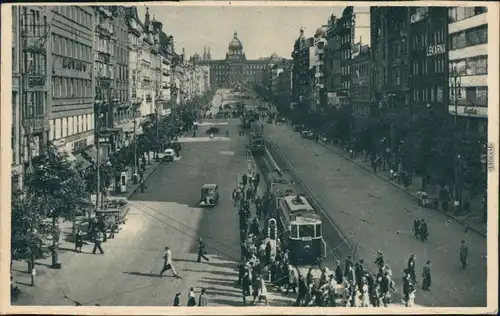 Ansichtskarte Prag Praha Wenzelplatz/Václavské náměstí 1930