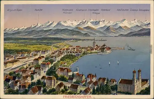 Ansichtskarte Friedrichshafen Panorama 1920
