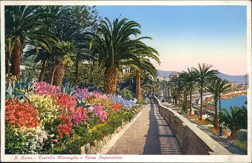 Ansichtskarte San Remo Sanremo Schloss Marsaglia und Straße 1920