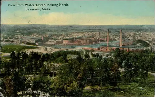Lawrence  Wasserturm auf die Stadt mit Industrie (Schornsteine) 1912