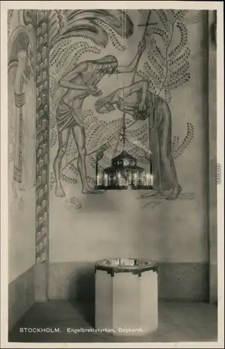 Ansichtskarte Stockholm Engelbrektskyrkan mit Taufstein 1929