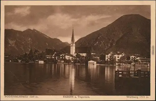 Egern-Rottach-Egern Panorama-Ansicht mit Bodenscheid, Kirche und Wallberg 1928