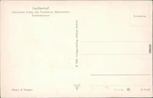 Ansichtskarte Potsdam Schloss Cecilienhof - Konferenzsaal 1955