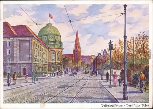 Ansichtskarte Posen Poznań Paulikirche 1940