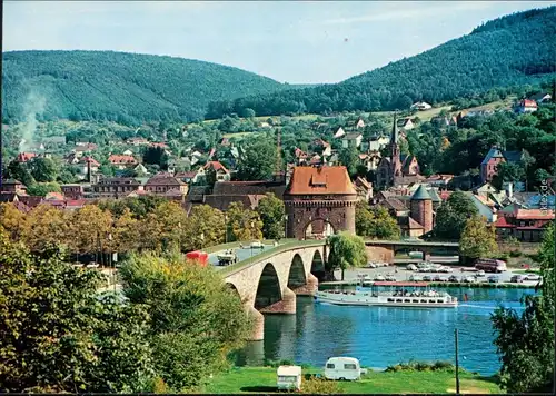 Miltenberg (Main) Blick über die Stadt mit Brücke, Stadttor, Kirche 1980