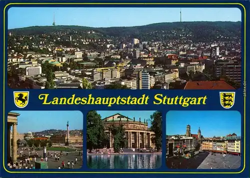 Ansichtskarte Stuttgart Panorama, Markt, Oper 1980