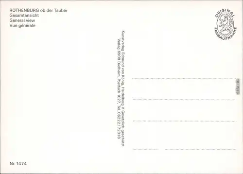 Ansichtskarte Rothenburg ob der Tauber Gesamtansicht 1980
