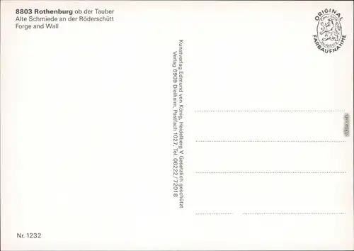 Rothenburg ob der Tauber Alte Schmiede an der Röderschütt, Forge und Wall 1980