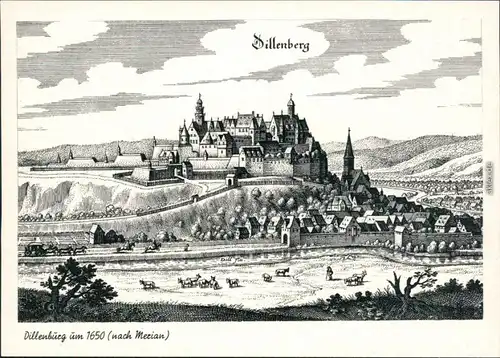 Ansichtskarte Dillenburg Künstlerkarte: Dillenburg um 1650 (nach Merian) 1980