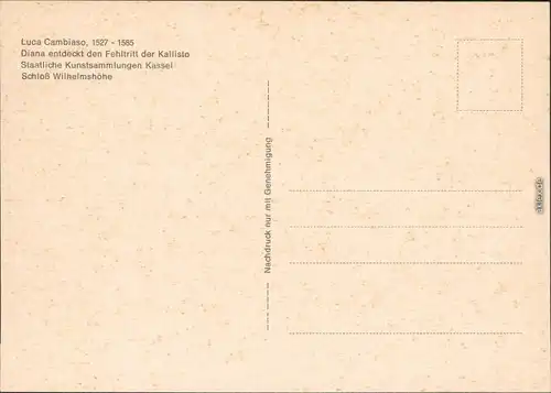 Kassel Cassel Künstlerkarte: Gemälde v. L. Cambiaso "Diana entdeckt den  1980