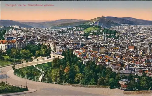 Ansichtskarte Stuttgart Panorama, von der Gerokstrasse gesehen 1920