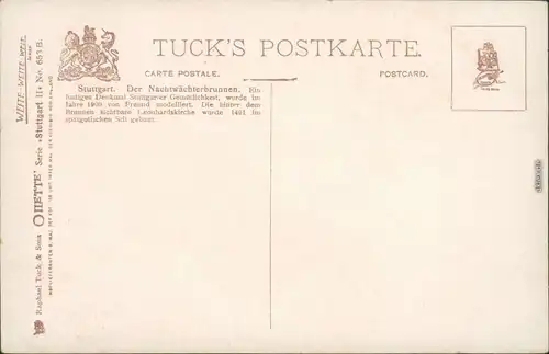 Stuttgart Künstlerkarte v. C. E. Flower - Nachtwächterbrunnen 1910