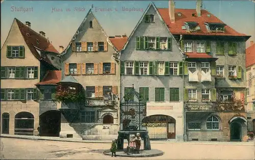 Ansichtskarte Stuttgart Hans im Glück Brunnen 1910