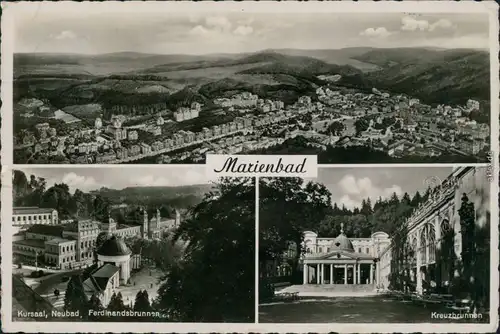 Marienbad Mariánské Lázně 3 Bild: Stadt, Neubad und Kreuzbrunnen 1937 
