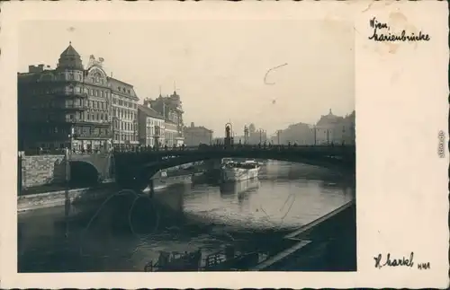 Ansichtskarte Wien Straßenpartie, Marienbrücke, Schiff 1940 