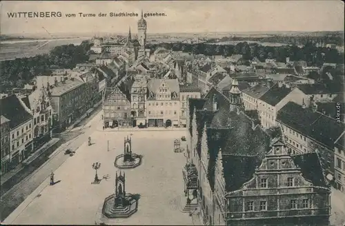 Ansichtskarte Lutherstadt Wittenberg Blick über amrkt und Stadt 1918 