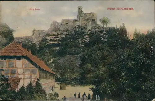 Nörten-Hardenberg Fachwerkhaus, Straßenpartie und Ruine b Northeim 1913