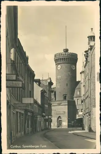 Cottbus Choćebuz Geschäfte, Straße -Spremberger Turm 1951 