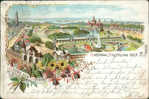 Ansichtskarte Altona-Hamburg Gartenausstellung - Litho Anlagen 1897 