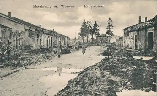 Marcheville-en-Woéwre   Partie in der zerstörten Hauptstrasse - WK1 1916