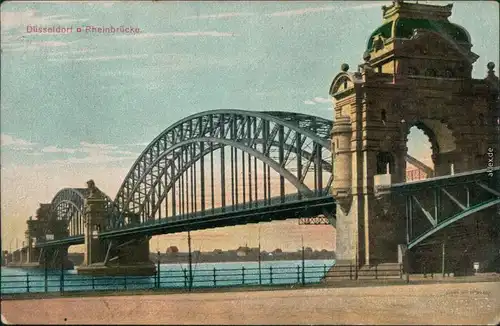Ansichtskarte Düsseldorf Partie an der Rheinbrücke 1912 