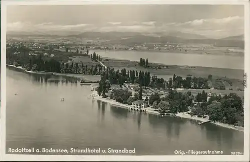 Ansichtskarte Radolfzell am Bodensee Luftbild, Strandhotel und Strandbad 