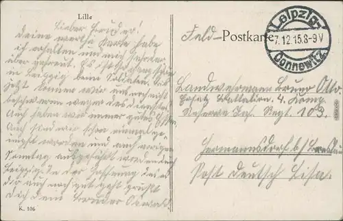 CPA Lille Partie in der zerstörten Stadt 1915 